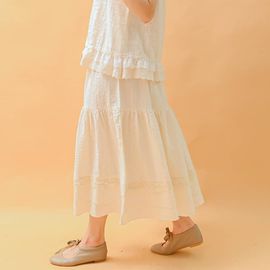 [Natural Garden] MADE N Hem Lace Double Skirt_High quality material, soft and comfortable to wear, waist banding_ Made in KOREA